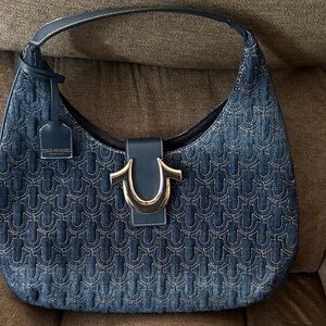 True Religion Quilted Blue Hobo Bag